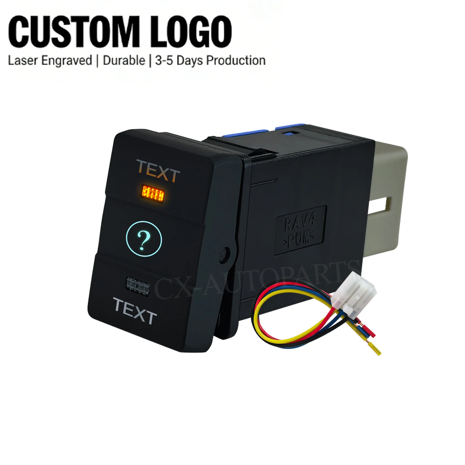 Customizable 12V Dual Rocker Switch ON-OFF-ON Toggle Button For Toyota RAV4 Landcruiser 4Runner