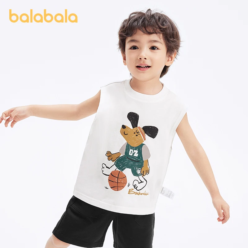 Balabala abbigliamento per bambini neonati t-shirt manica corta strato Base 2024 estate nuova collezione bambini gilet in puro cotone Trendy