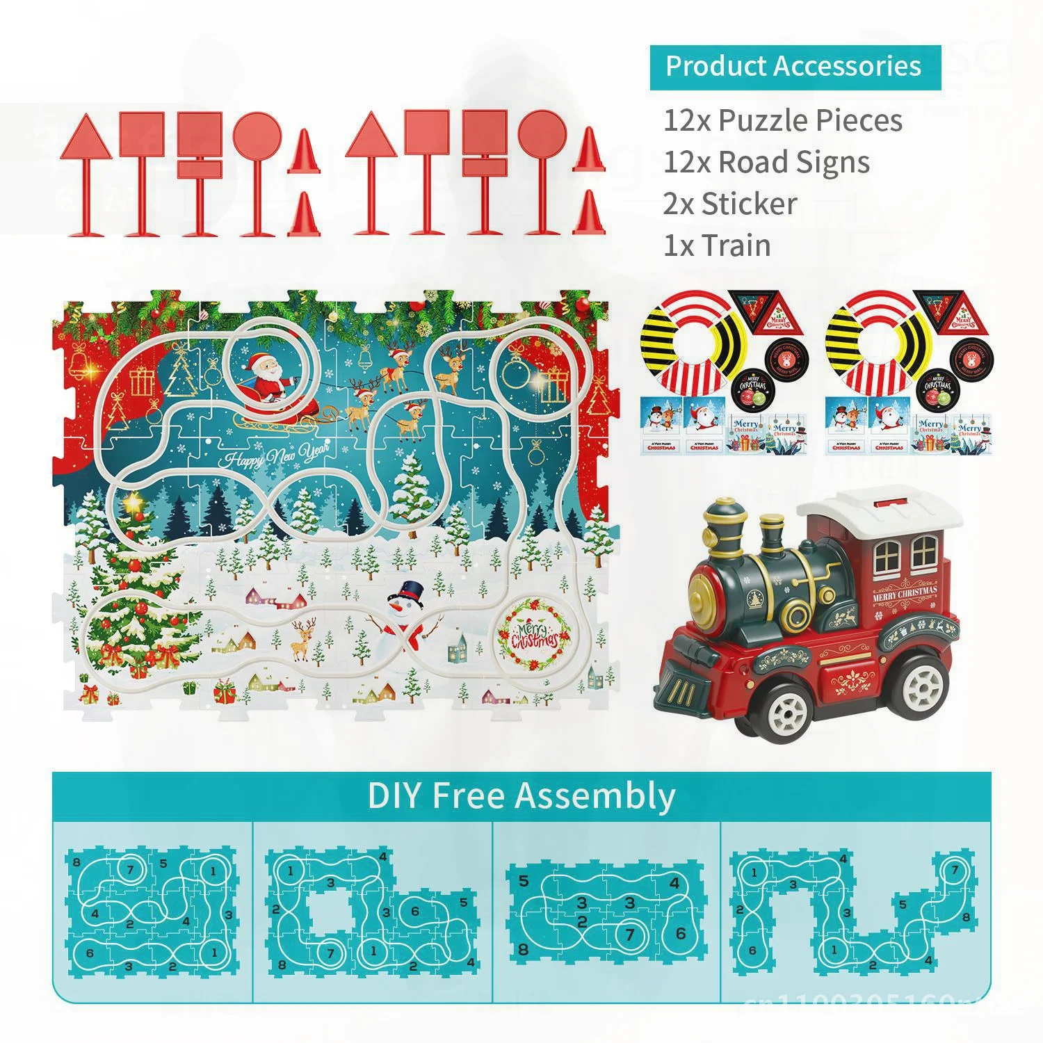 

Электрическая головоломка, железнодорожный вагон, игрушка для детей - Рождественская тема, сцена, конструкция, сращивание, обучающий поезд, набор для детей в возрасте 4-6 лет