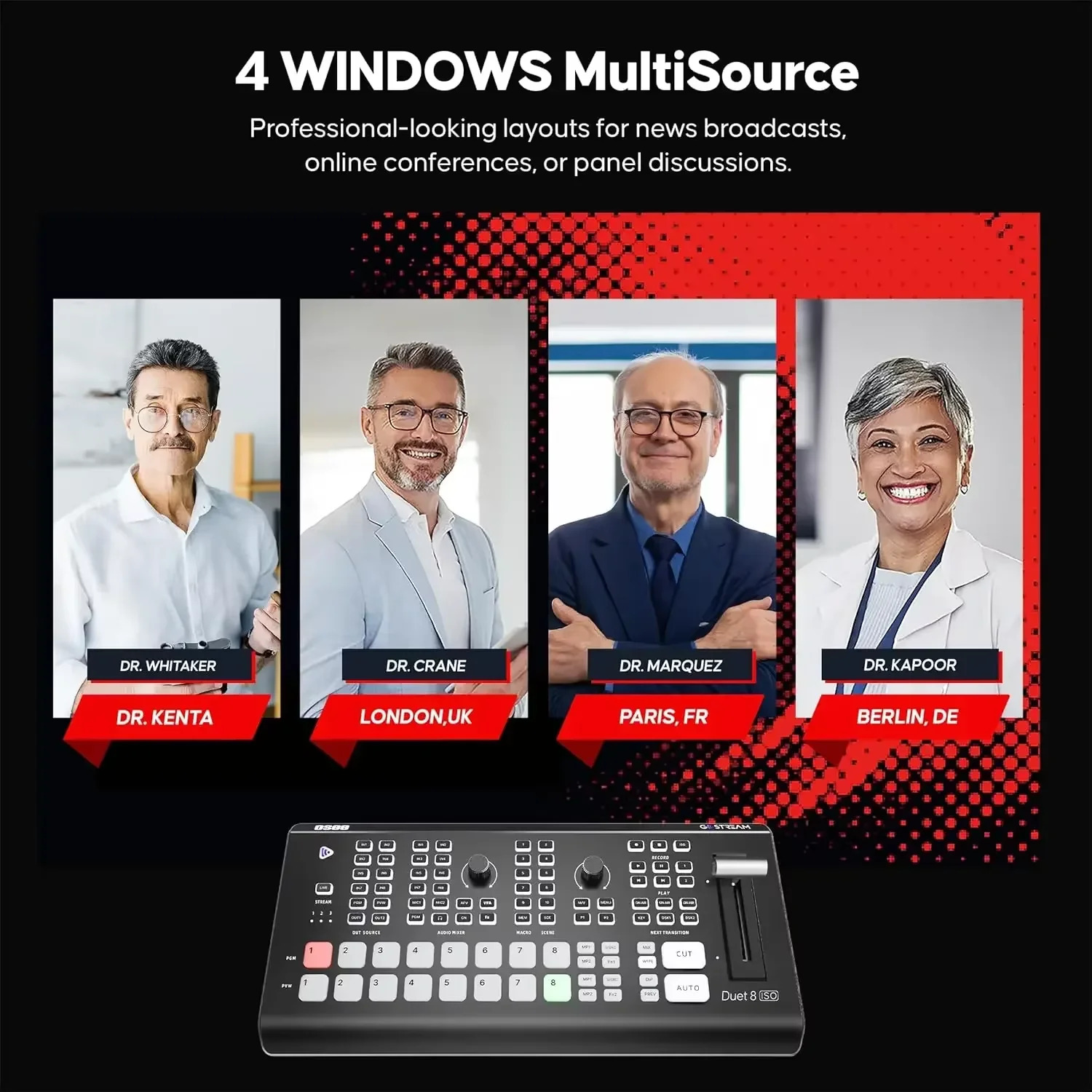 GoStream Duet Series Video Switcher Duet / 8 ISO 8-Channel Live Stream Video Mixer,Switcher,Recorder Live Streaming