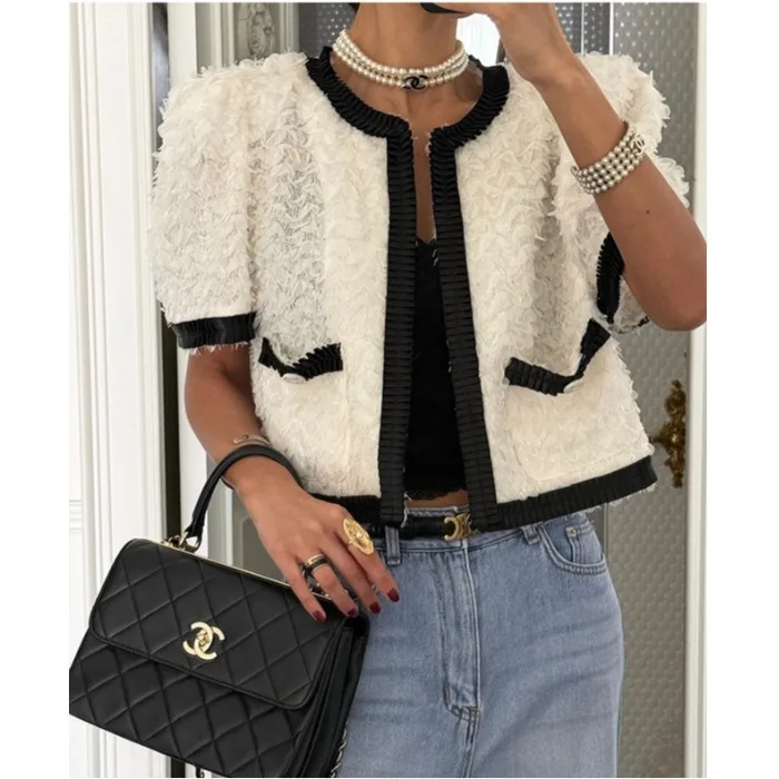 Fashionable Korean Style Short Sleeve Short Coat Versatile Top 2026 New Arrival Casual Standard Fit Summer Outerwear for Women