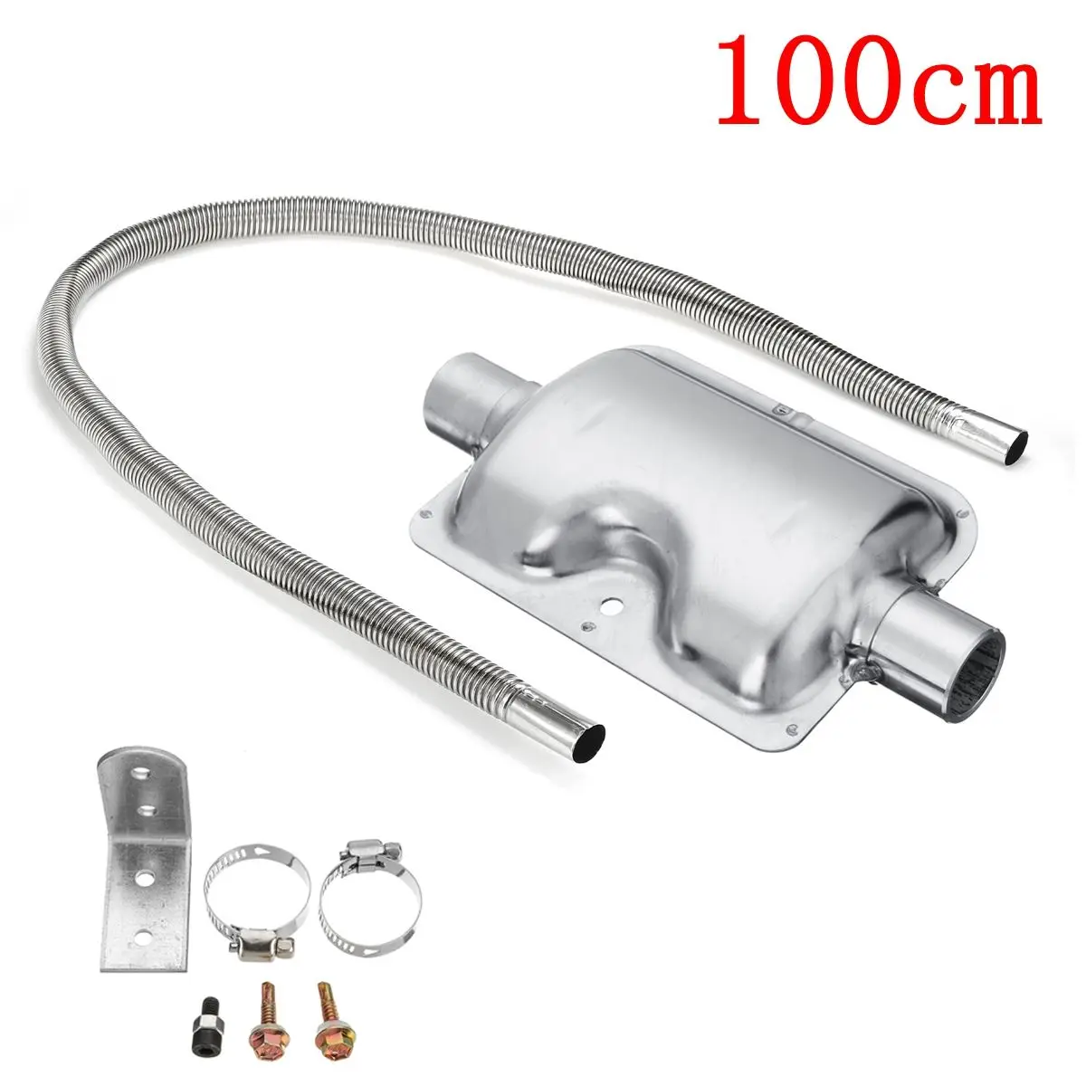 100cm Car Heater Exhaust Pipe w/Muffler Silencer Stainless Steel Gas Vent Fuel Tank Hose Tube For Webasto Eberspacher Propex