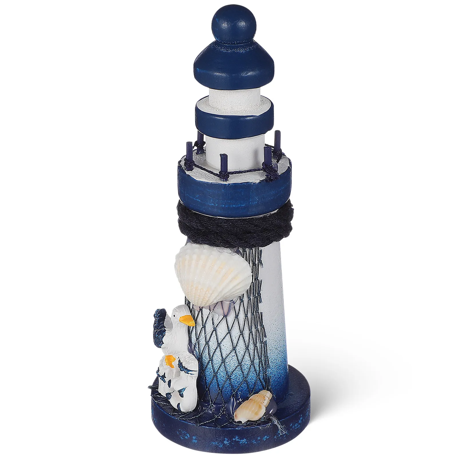 Lighthouse Decor Mediterranean Style Hand Painted Stormy Nautical Marine Vintage Rubbing Effect 5x5x13cm Seaside Home Decor