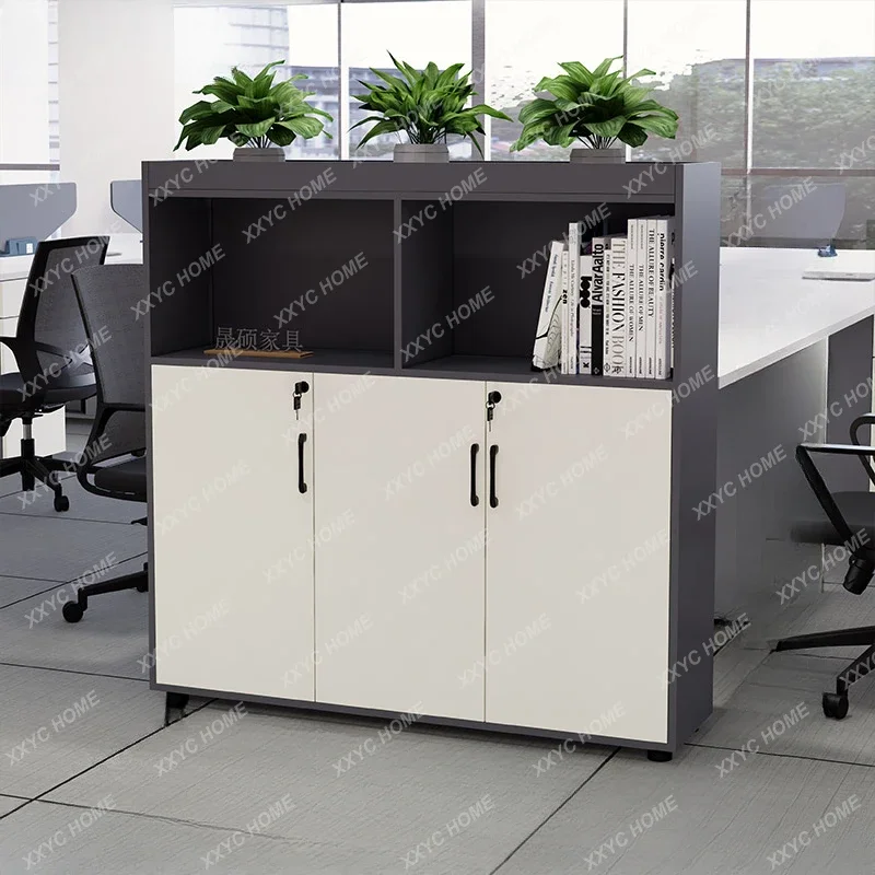 Office flower slot partition cabinet, table edge low cabinet, file storage  green plant flower and grass  workshop long cabinet