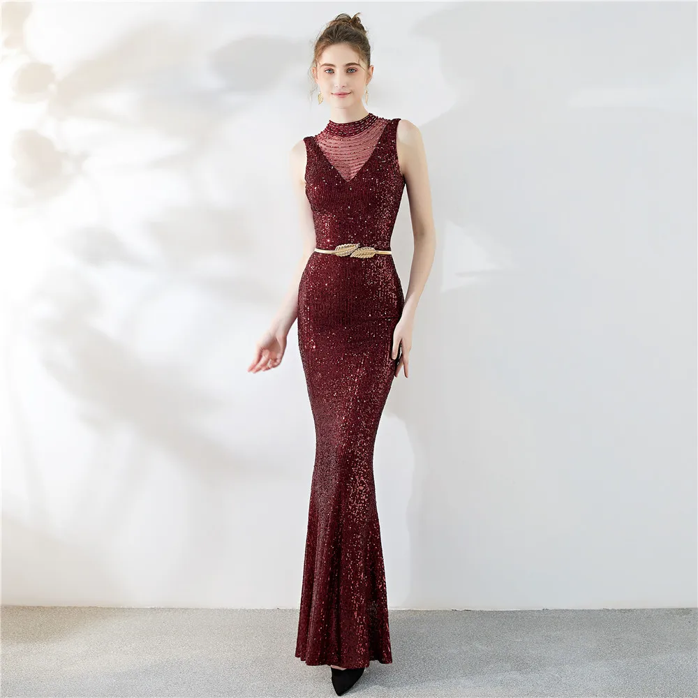 Women's Long Dress Sequins Maxi Evening Dress For Wedding Party