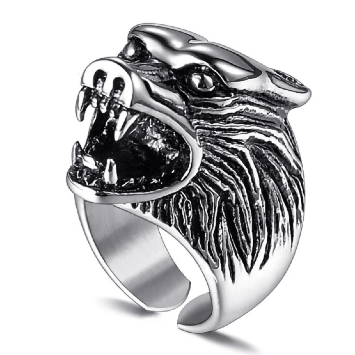 Außenhandel Beliebte Stil Neue Ankunft Heißer Verkauf Legierung Wolf Kopf Ring Tier Schädel Schafe Kopf Ring Mode Wilden Rock ornament 1 $