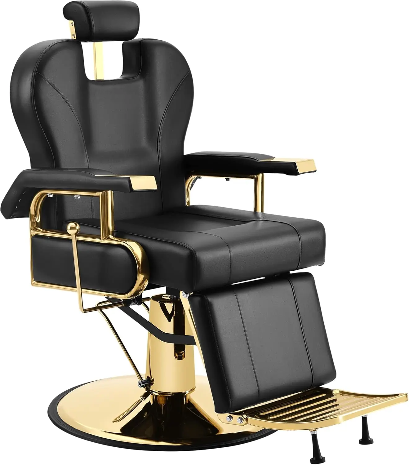 Professional Reclining Salon Chair, Hydraulic 360° Swivel, Height Adjustable for Barbershop & Spa