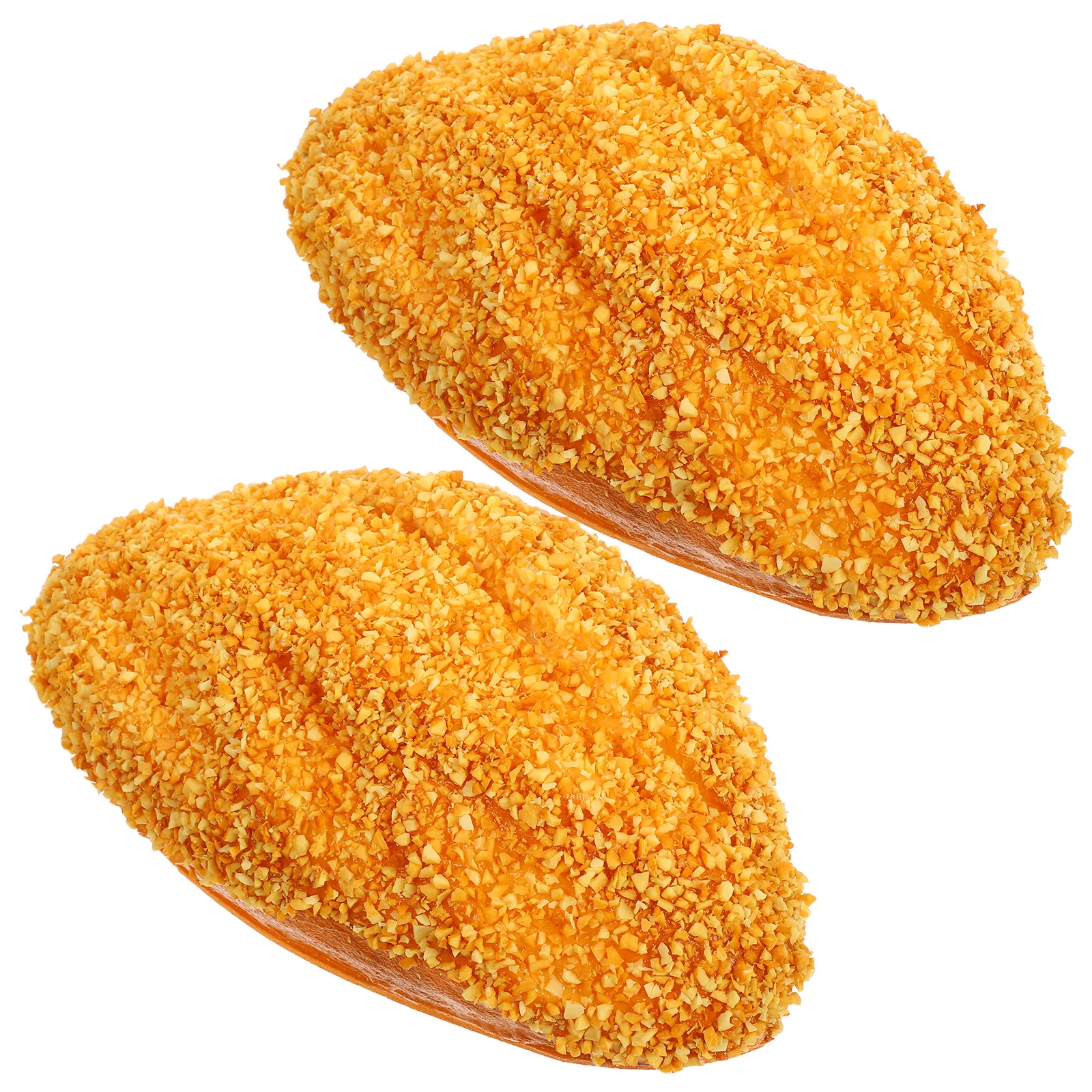 

2Pcs Realistic Faux Bread Ornament Lifelike Artificial Food for Home Decor Photography Props Stable PU Material