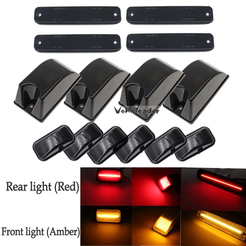 14PCS Smoked/ Clear  LED Cab Roof Light Kit Top Marker Yellow+Red For Hummer H2 2003 2004 2005 2006 2007 2008 2009 Hummer H2 SUT