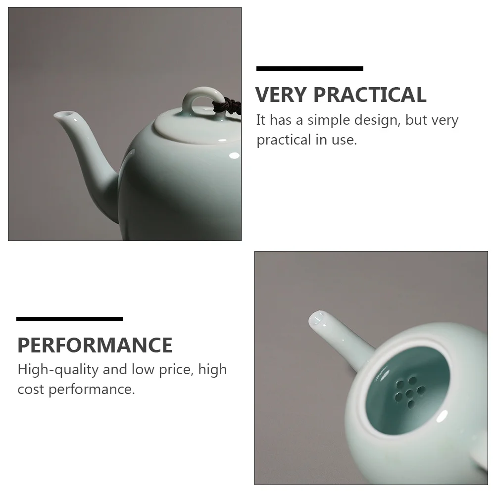 

1Pcs Ceramic Teapot Heat-Resistant Portable Home Office Teapot Elegant Smooth Ceramic Tea Kettle for Teahouse Household Use
