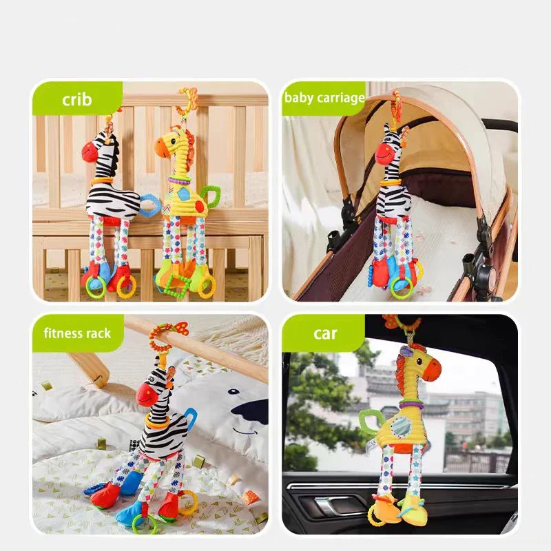 Bebê sensorial pendurado chocalhos brinquedo veículo-montado girafa carrinho de brinquedo suspender animal chocalho brinquedos educação precoce brinquedos presentes