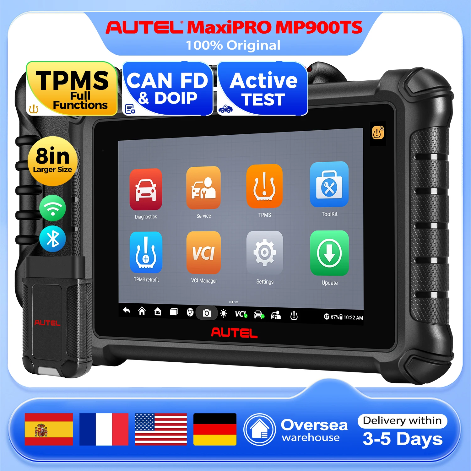 

Autel MaxiPRO MP900TS Diagnostic Tool with TPMS Relearn Reset Programming Tool Work with CAN FD / DoIP vehicles