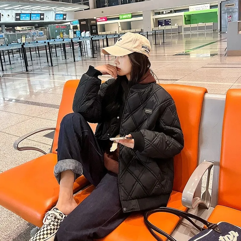 2023 New Autumn Winter Women Parkas Jackets Stand Collar Thick Warm Pattern Coat Female Casual Outwear Jacket Parkas