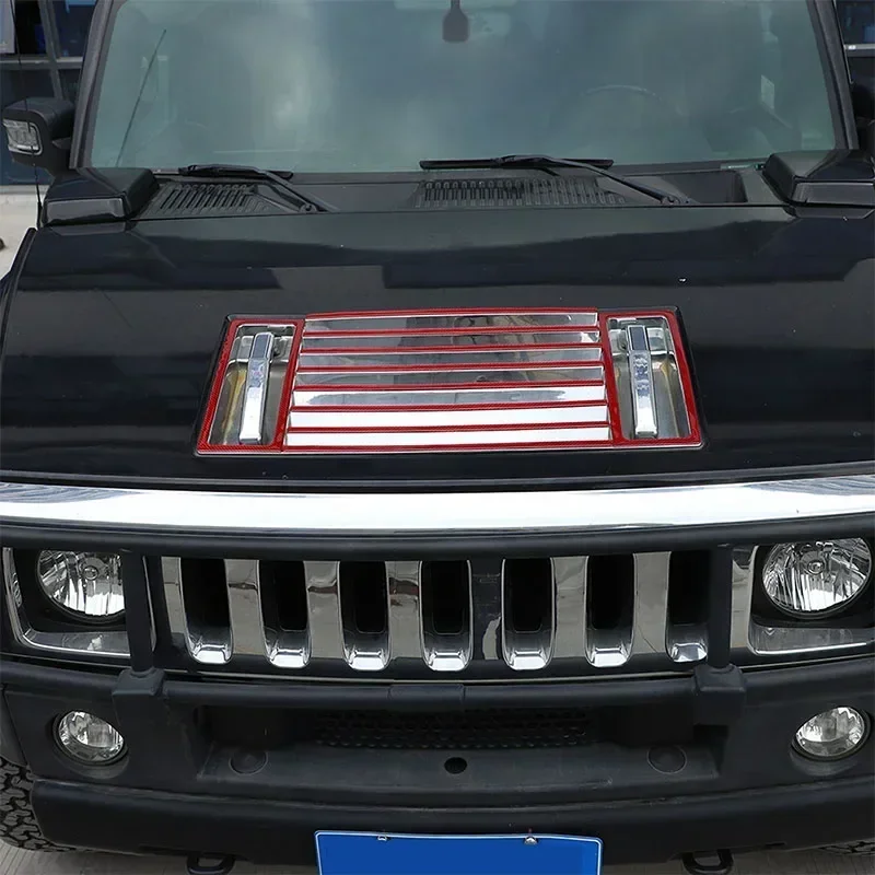 For Hummer H2 2003-2007 Soft Carbon Fiber car front hood air vent decorative strip sticker exterior protection accessories