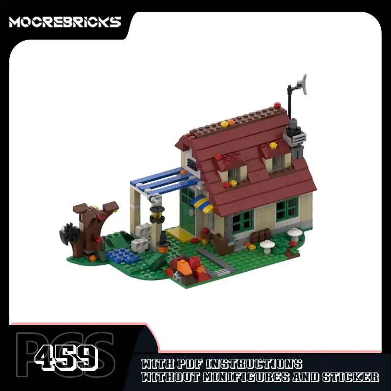 MOC الخريف منزل اللبنات مجموعة تجميع العمارة القرون الوسطى لتقوم بها بنفسك نموذج الطوب لعبة كلاسيكية عرض الهدايا للأطفال #5