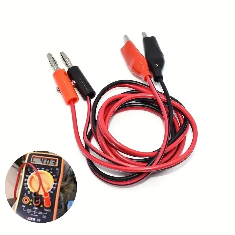 2 Stück Bananenstecker auf Krokodilklemme Strommesskabel Rot und Schwarz mit Krokodilklemme für kleine Batterien, Kupfer, 1 Meter