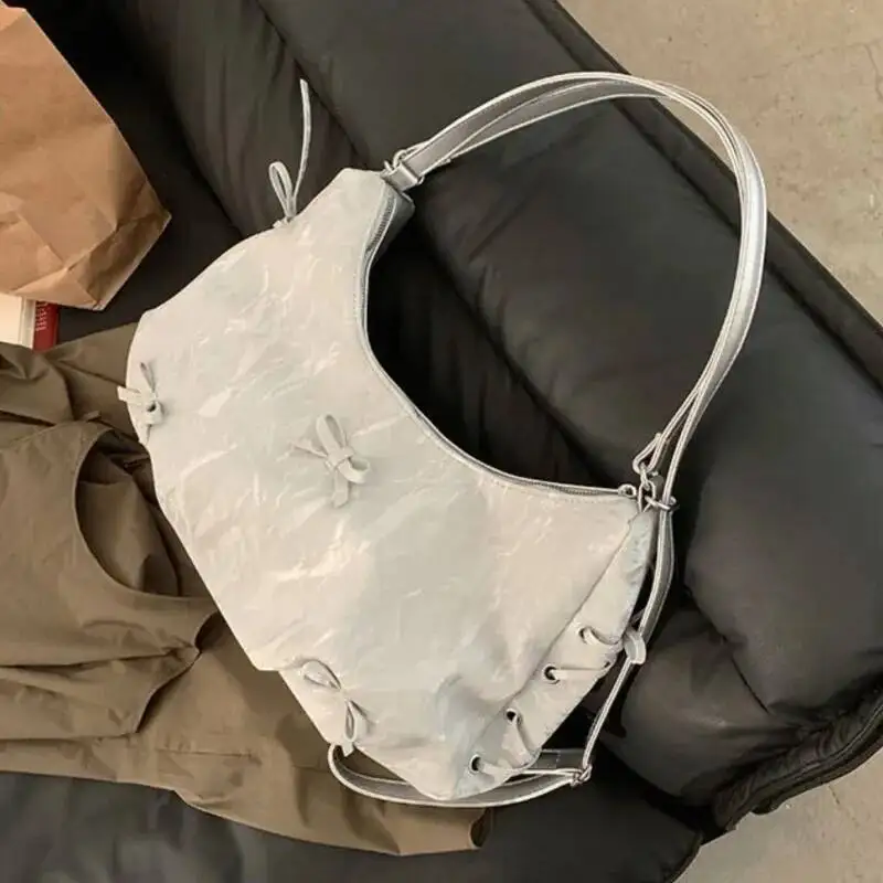 Bloom Fairycore Bow Green Y2k Shoulder Bags Women Hot Girls Casual Large Capacity Handbag Ladies Sweet Cute Backpack Aesthetic