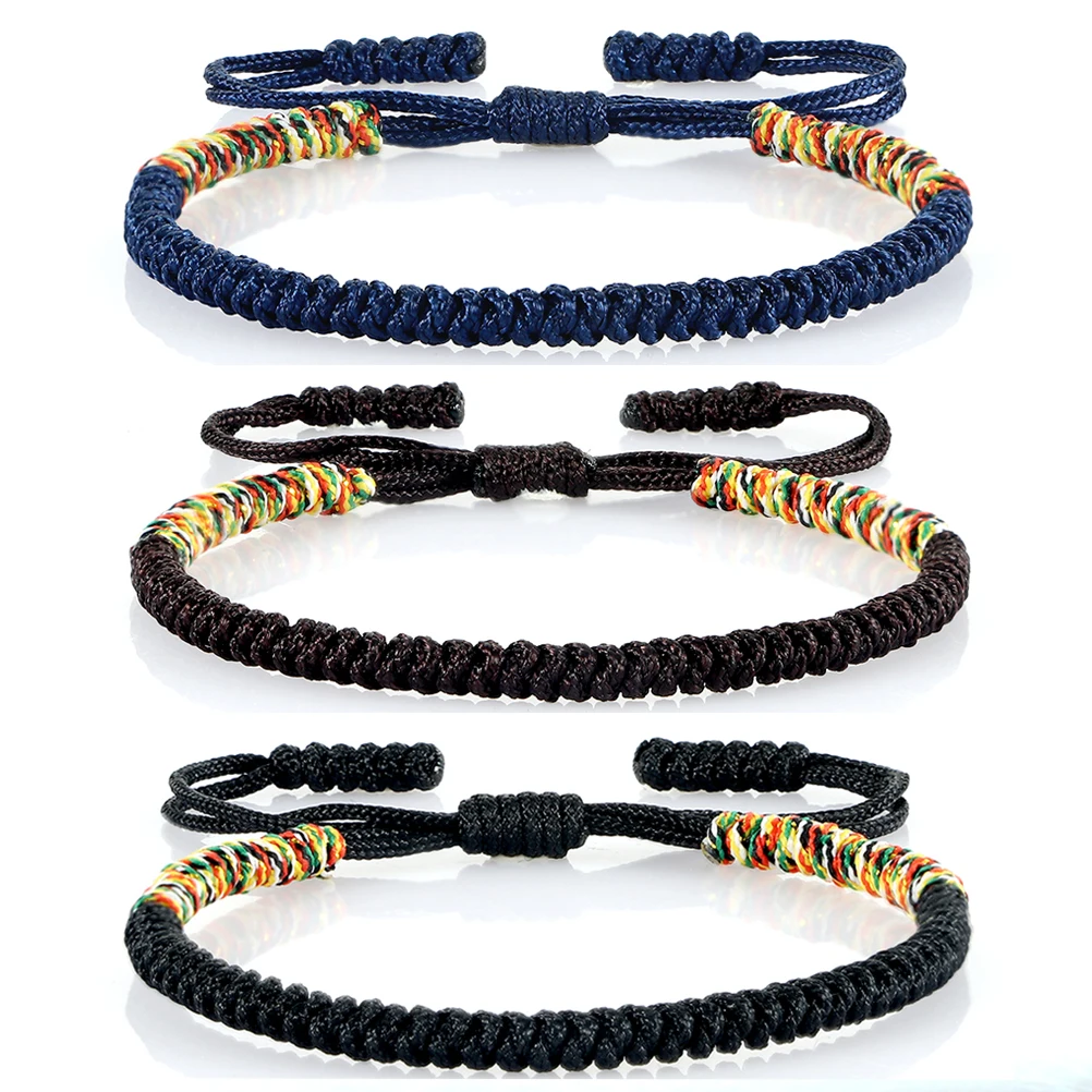 Handmade Tibetan Buddha Rope Bracelet Lucky Braided Adjustable Wristband Friendship Bracelets Jewelry Gift Amulet for Protection