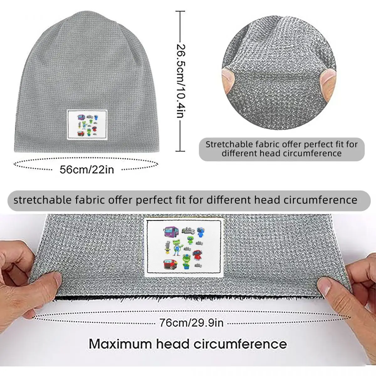 Garage Geckos Pack 9 And 3 Free Gecko Waffle Knit Fleece Lined Beanie with PU Leather Patch Unisex Warm Winter Soft Cap