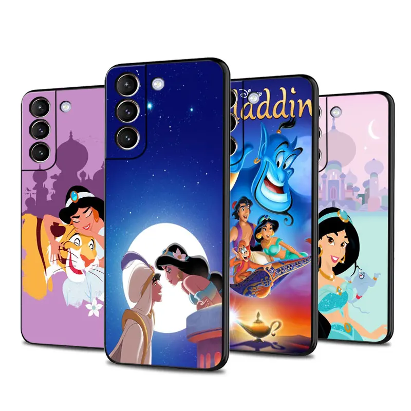 Disney Aladdin Jasmine Case For Samsung Galaxy S22 Ultra S23 S20 FE S21 Plus S10 S10e S9 S8 S24 Black Mobile TPU Phone Cover