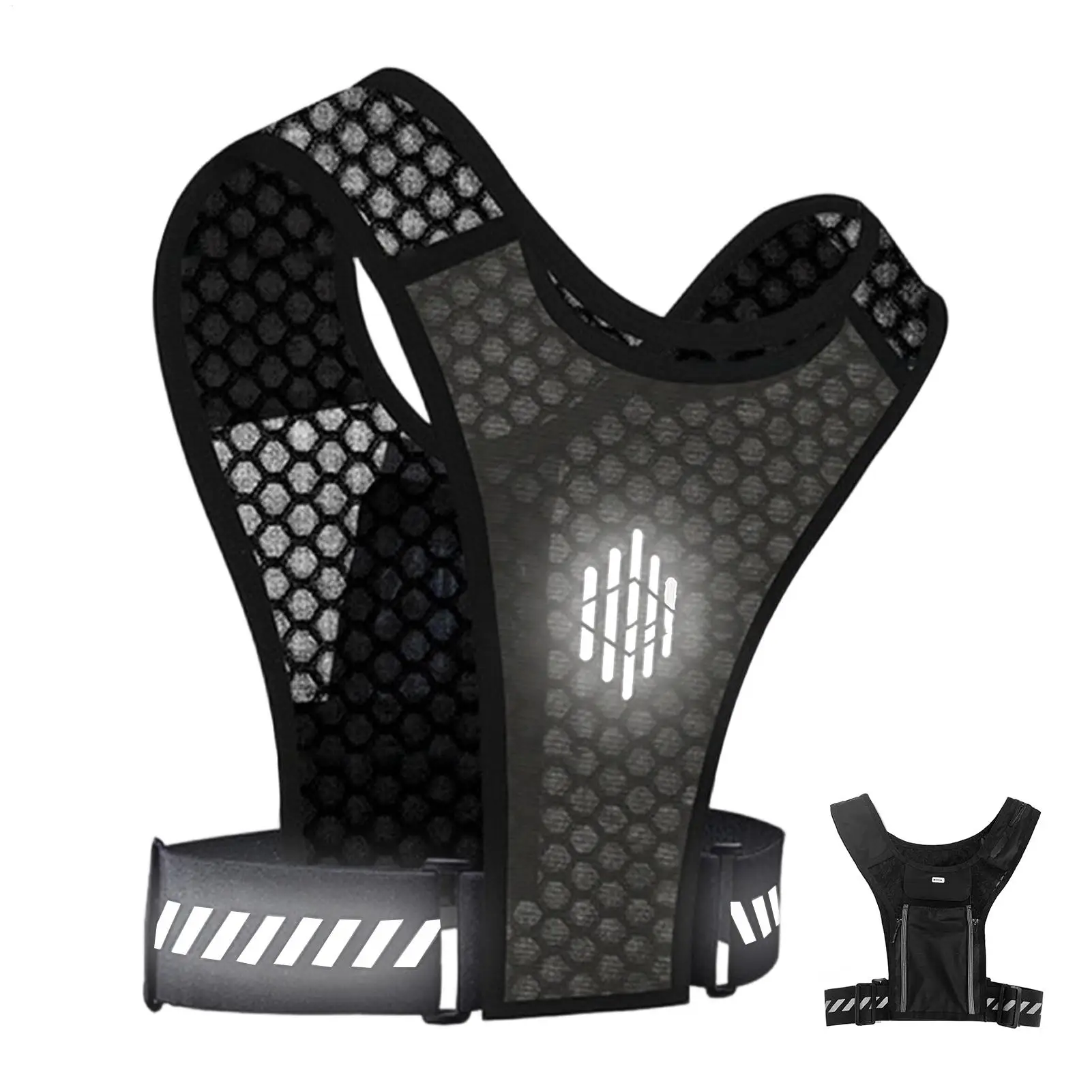 Running Vest Phone Holder Reflective Lightweight with Pockets Running Vest Chest Pack for Outdoor Cycling Night Running Hiking
