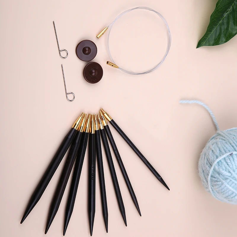 Different Size Sandalwood Handle Circular Knitting Needles Double Pointed Weaving Needles Accessories for DIY Sweaters Hat