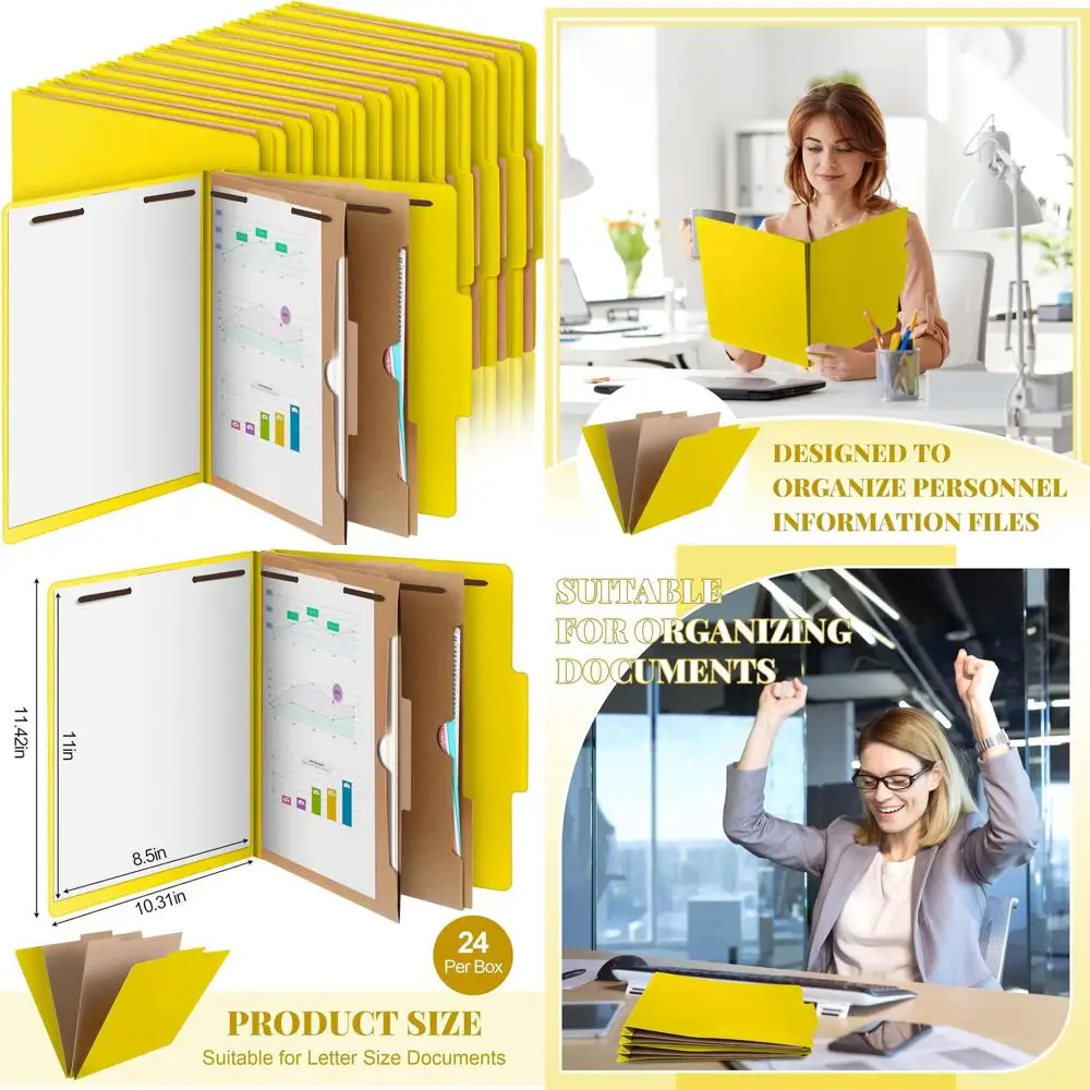 

Yellow Expanding File Organizers with Pocket Dividers for Letter Size Documents, Ideal for Teachers, Clergy, and Office Use