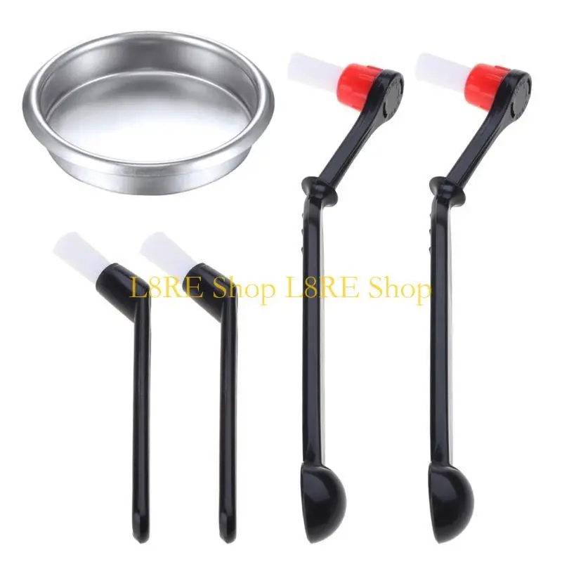 L8RE 4Pieces Coffee Machine Brush with 58mm Stainless Back Flush Insert Blind Filter