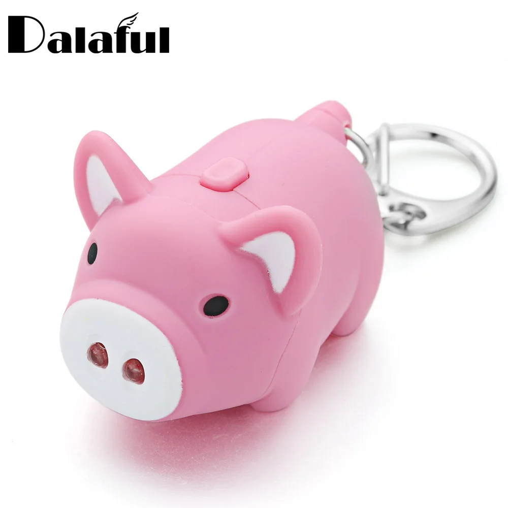 1Pc Cartoon Pig Led Keychains with Sound Flashlight Creative Kids Toys Key Rings Chians Jewelry Child Gift K380