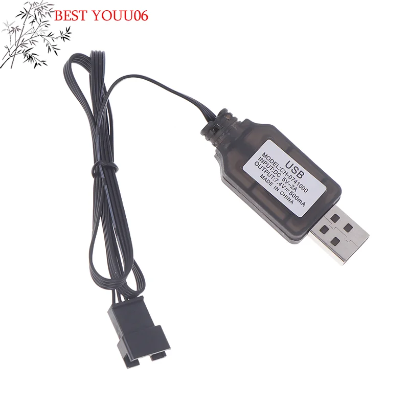 (YOUU06)1PCS 7.4V SM-4P Plug USB Charger For DE36W DE65 HM202 EC08 EC16 RC Car M416 Electric Gel Ball Blaster Battery Charger