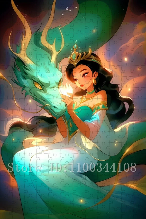 Disney Princess Puzzle Ragazze Regali unici Giocattoli fatti a mano Belle Jasmine Elsa Mulan Jigsaw Puzzle Gioco di decompressione Giocattoli