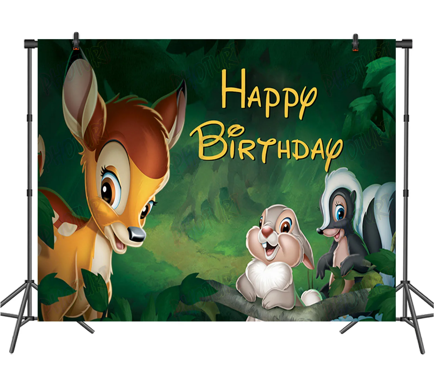 Disney Bambi Deer Backdrop Kids Birthday Baby Shower Background Forest Animals Polyester Vinyl Photography Decoration Props