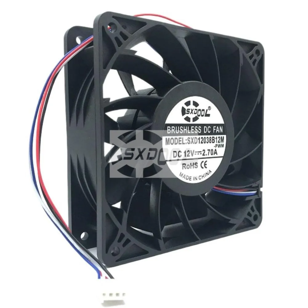 SXDOOL SXD12038B12M 12038 DC12V 4500RPM 200CFM Cooling Fan for Antminer Bitmain S7 S9, High Airflow Miner