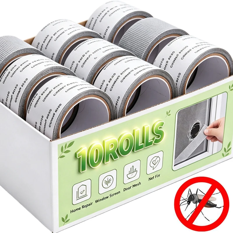 Strong Waterproof Self-Adhesive Window Screen Repair Mesh Tape for Covering Holes Tears Anti-Insect Mosquito Net Door Fix Patch