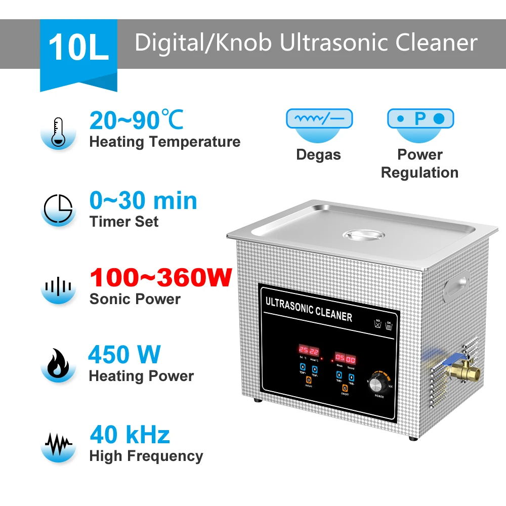 360W 10L Ultrasonic Cleaner Power Ultrasound Transducer Bath 40Khz High Frequency Sensor Auto Parts Lab Instruments Lp PCB