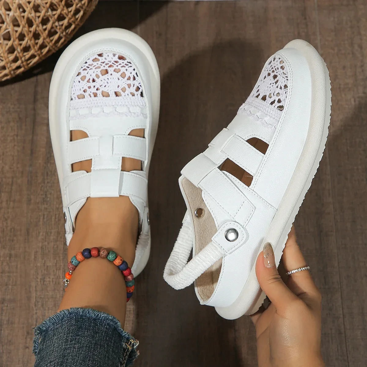

Shoes Women Summer Platform Sandals Women Luxury Sandals Designers Shoes Genuine Leather Breathable Flat Casual Ladies Sandals