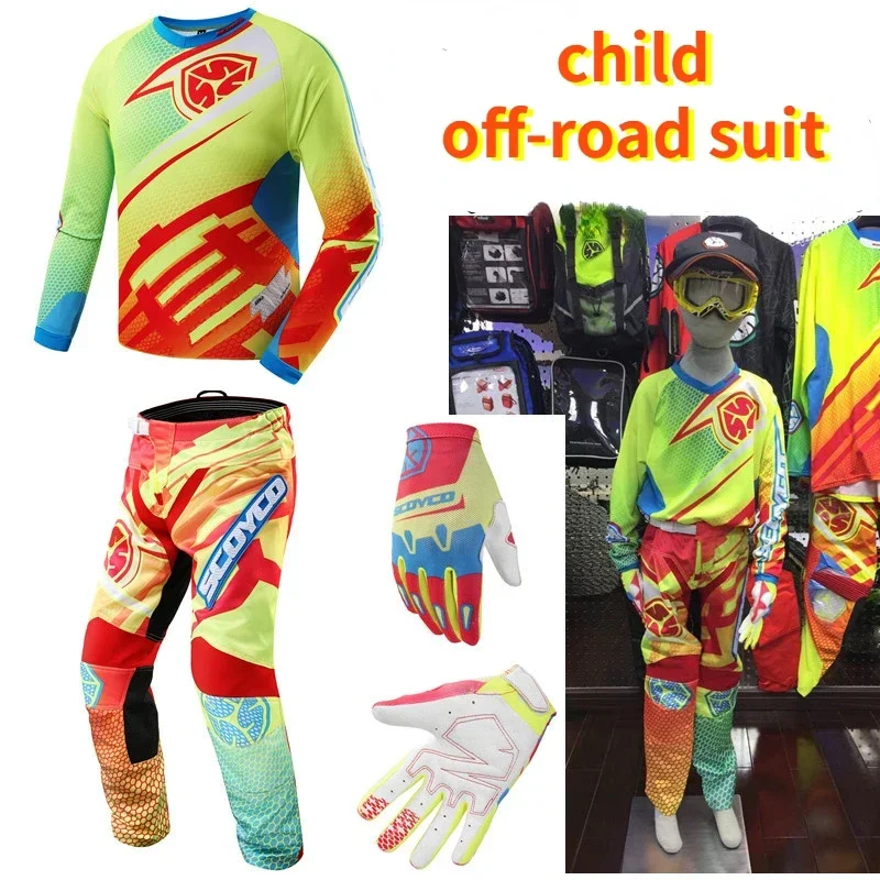 SCOYCO Original Child Off-road Motorcycle Racing Suits Moto Rally Suit Kid Riding Knight Motocross Equipment Boys Girls