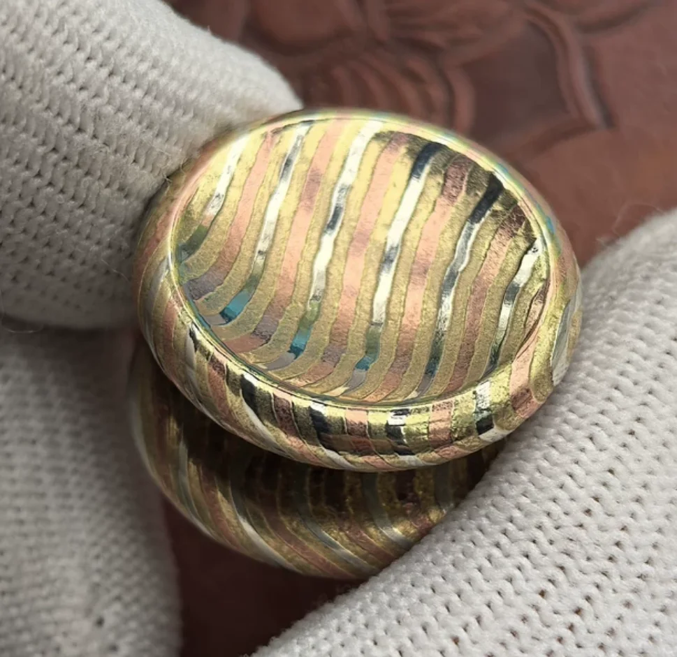 Used EDC mokume button 24*14.2mm fidget decompre ssion toy