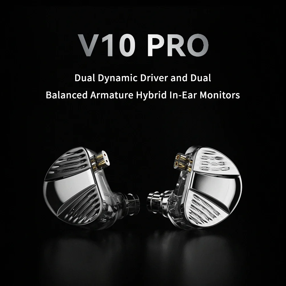 Auriculares TRN V10 PRO originales 2BA + 2DD con controlador dinámico Dual y monitores intrauditivos híbridos de armadura equilibrada Dual