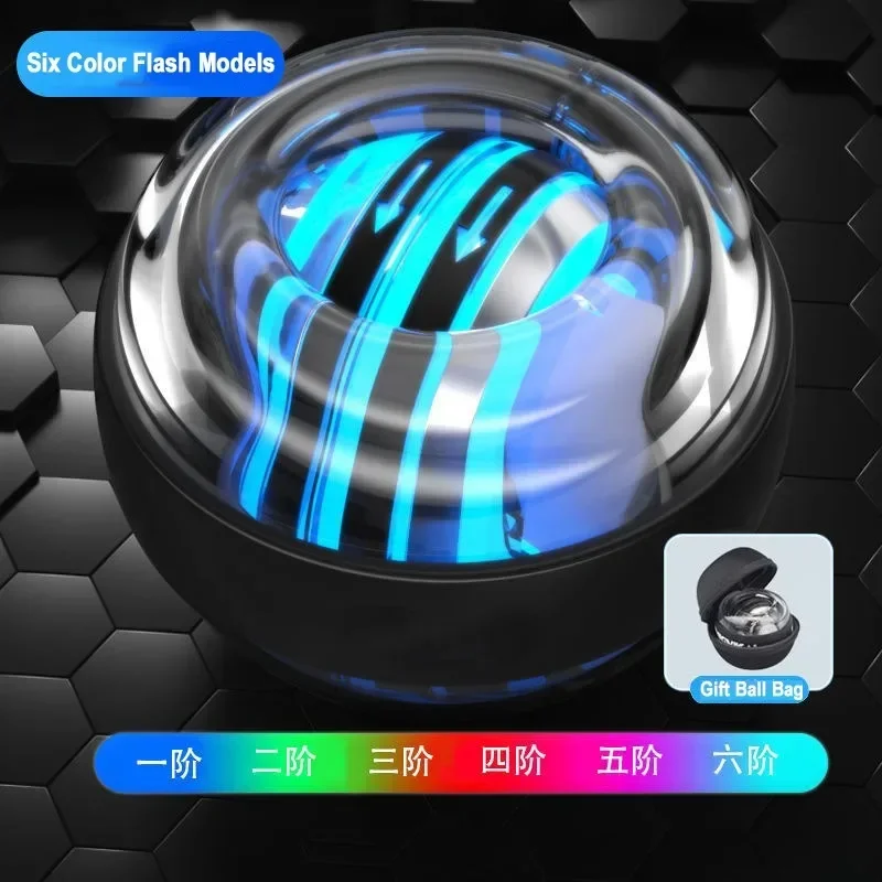 6 uitdagingskleuren Power Ball Zelfstartende LED Pols Gyro Ball Power Trainer Ballen Polsversterkingsapparaat Onderarmtrainer