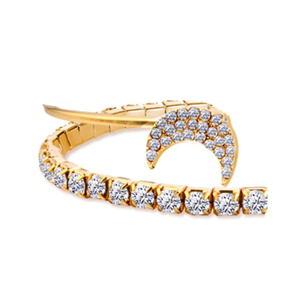 

4pcs Love Heart Opening Bracelet Set For Women, Crystal Star Moon Bangle Adjustable Stackable Jewelry Gift Golden