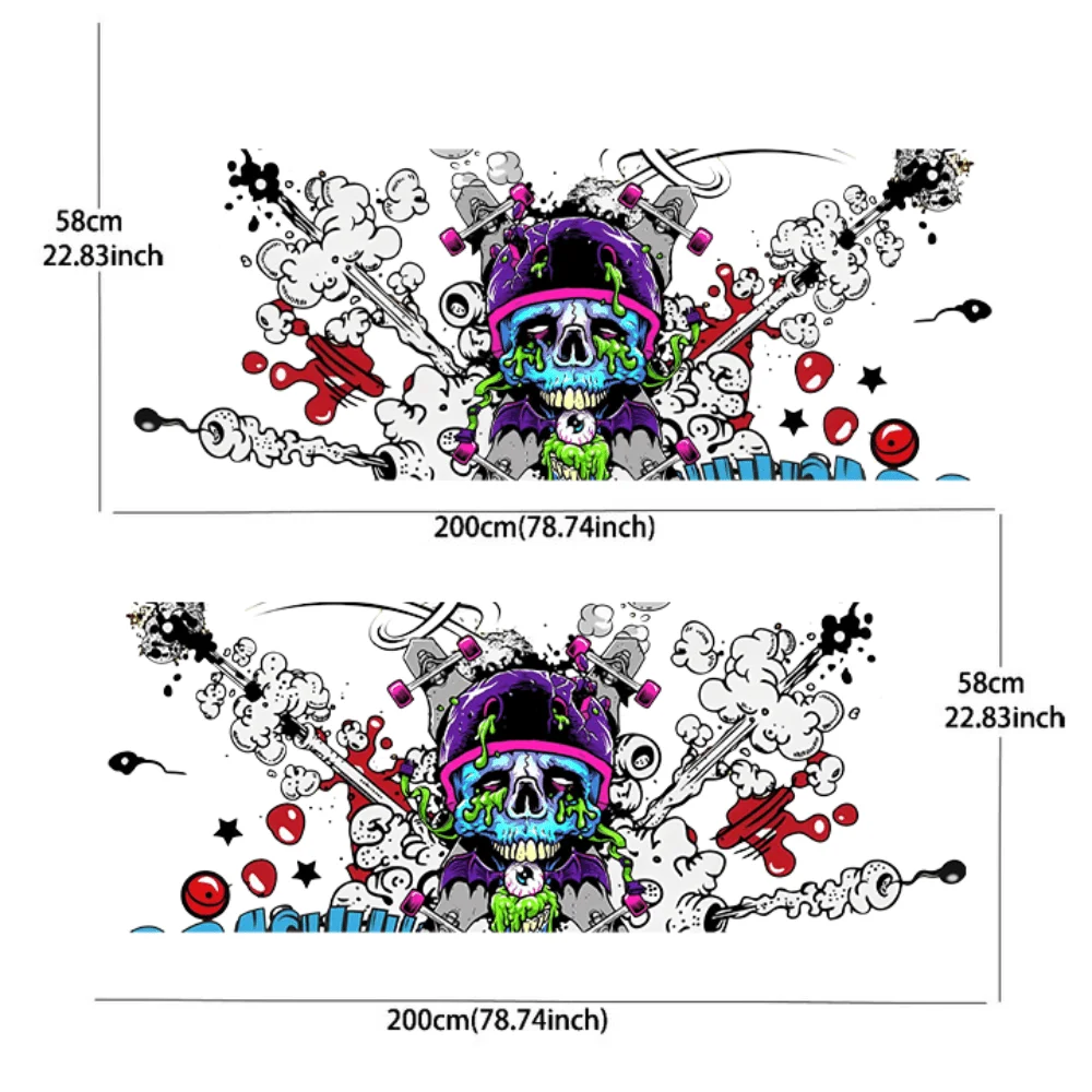 2PCS Cloud splatters, helmet wearing cartoon skull vinyl car decal - self-adhesive PVC sticker suitable for cars, trucks, and SU
