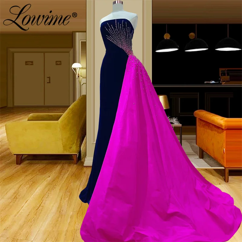 Lowime-Vestidos de Fiesta largos sin tirantes estilo árabe para mujer, traje de sirena con cuentas y cristales, talla grande, 2022