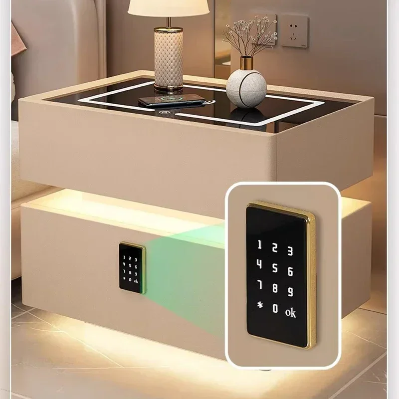 

High-end Smart Nightstands for Hotels Italian Solid Wood Storage Bedside Table
