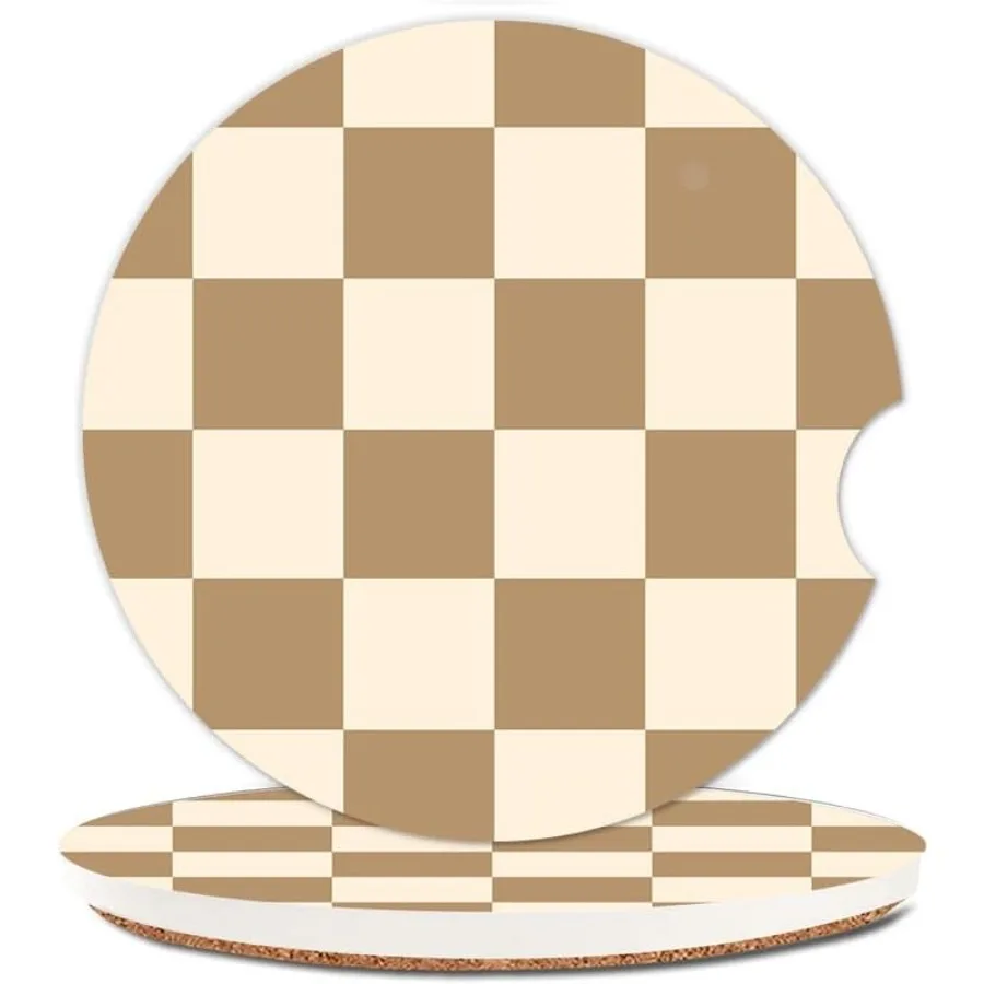 

Ceramic Cup Holders Car Coasters for Women/MenFashion Absorbent Drink Cup Car Holder Coasters with A Finger Notch 2.56" Pack of