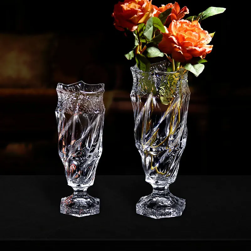 Nordic Light Luxury Gold Plated Glass Vase, High Grade Transparent Living Room Desktop Home Decoration Ornament