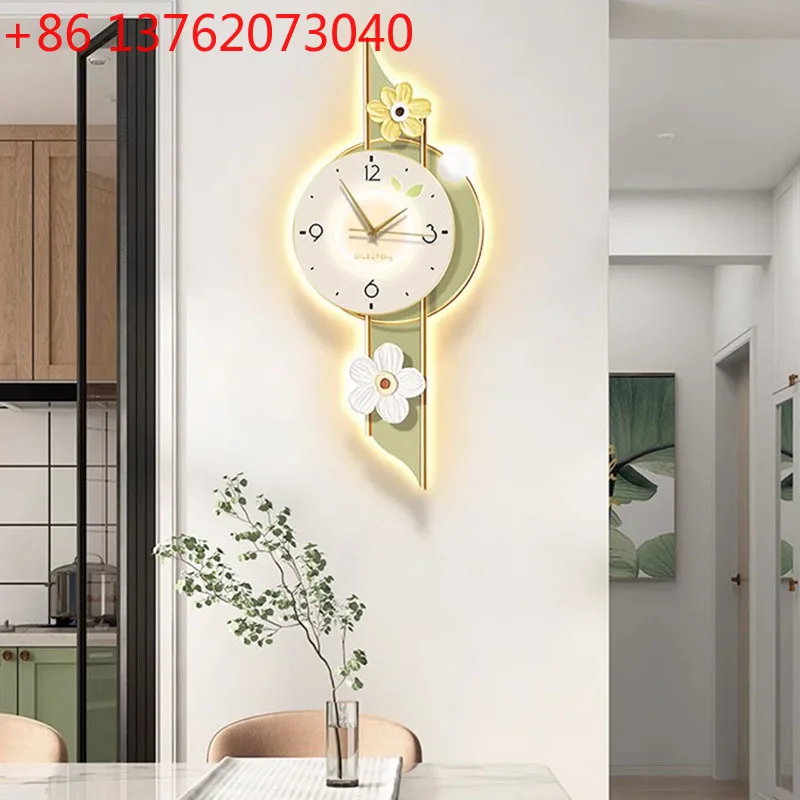 

Эстетичные бесшумные настенные часы с цветочным рисунком, большие, современные, для гостиной, фон для ТВ, для столовой, в скандинавском стиле