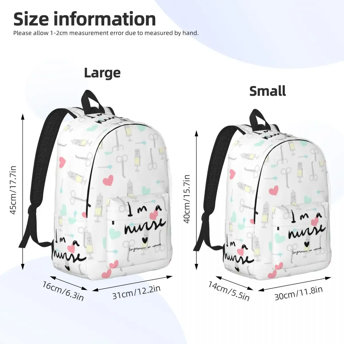 I am A Nurse Cute Backpack for Kids Student School Bookbag Enfermera En Apuros Daypack Kindergarten Primary Bag Lightweight