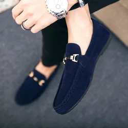 Slip-on loafer'lar erkekler için yumuşak sürüş Moccasins yüksek kaliteli daireler erkek yürüyüş ayakkabısı süet günlük mokasen ayakkabı yaz erkek ayakkabı