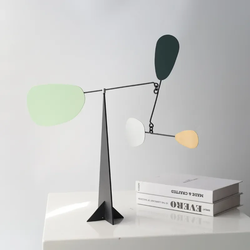 Modern Morandi Triangle Metal Balance Sculpture Minimalist Dynamic Art Ornament for Living Room Office Desk Home Decor Craft